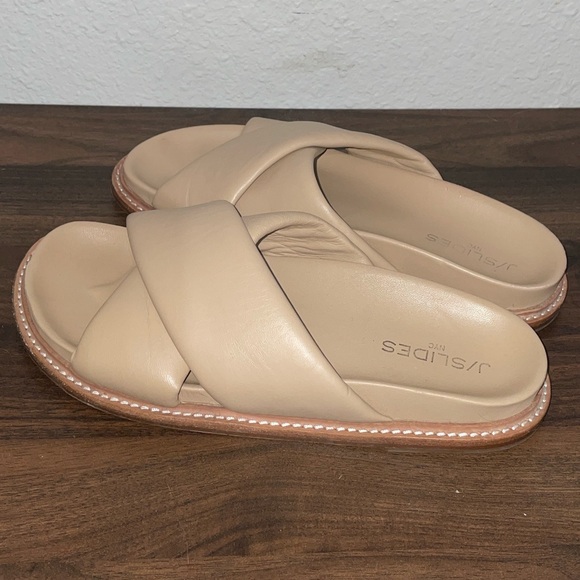 J/Slides Roland Leather Sandal, Beige Size 8.5 - Picture 8 of 10